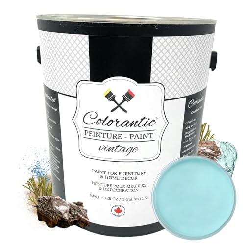 Colorantic | OCEAN Chalk Paint for Furniture DIY - Multi-Surface Craft Paint | MEDIUM BLUE TURQUOISE SEA COLOR Home Decor Painting for Wood (128 oz Gallon) - color: Ocean, size: 128 Fl Oz (Pack of 1)