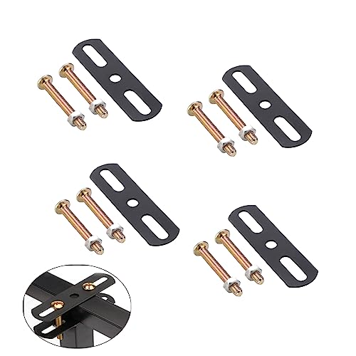 4 Set Bed Support Legs Mending Plate with Mounting Screws Bolts Hardware Flat Plate Straight Bracket Brace for Adjustable Height Bed Support Legs Bed Frame Center Support Legs Slats Reinforce