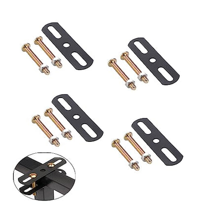 4 Set Bed Support Legs Mending Plate with Mounting Screws Bolts Hardware Flat Plate Straight Bracket Brace for Adjustable Height Bed Support Legs Bed Frame Center Support Legs Slats Reinforce