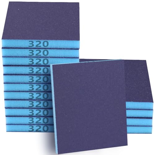 8 Pack 320 Grits Sanding Sponge, Coarse Sanding Block, Washable and Reusable Wet Dry Sandpaper Block Sandpaper Sponge for Wood Metal FurniturePaint and Drywall - color: Blue, size: 320 Grits-8PCS