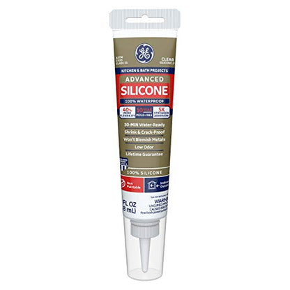 GE Sealants & Adhesives Advanced Silicone 2* Kitchen & Bath Sealant, 2.8oz, Clear