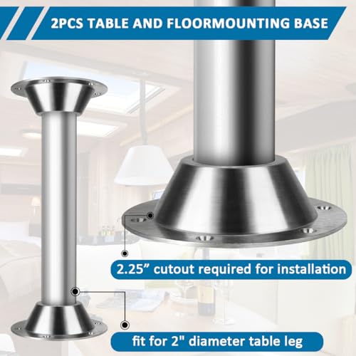 4 Pack Aluminum RV Table Base Mount for 2" OD Table Leg, Heavy Duty - size: 4