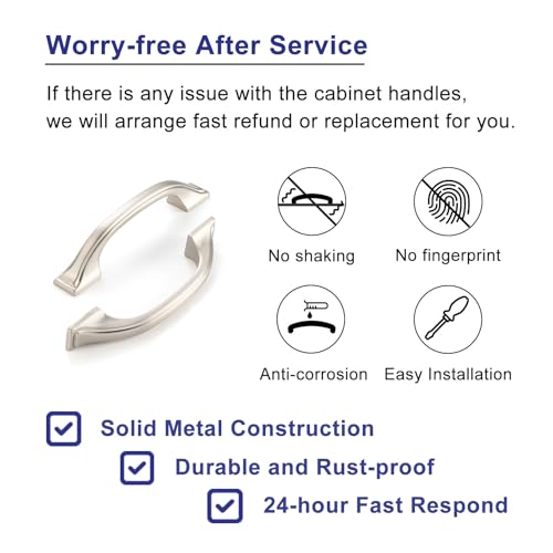 3-3/4 Inch Brushed Nickel Cabinet Pulls Arch Handles 10 Pack P2409 - color: Brushed Nickel, size: 3-3/4" Hole Centers-10 Pcs