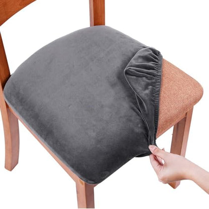 Smiry Velvet Seat Covers for Dining Room Chair Set of 8 - color: Dark Grey, size: Set of 8