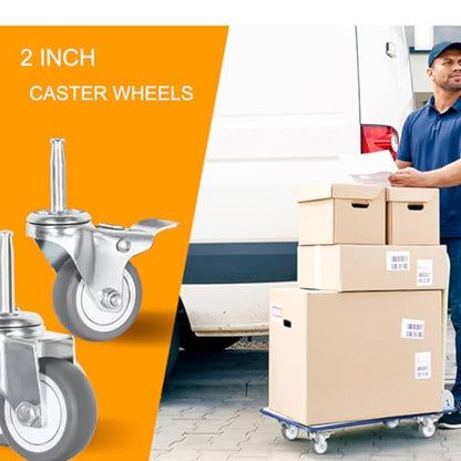 2 Inch Stem Caster Wheels, 5/16" x 1-1/2" (Stem Diameter 5/16", Length 1-1/2") TPR Replacement Wheels Swivel Casters Set of 4 (with Sockets) (2.0 Inch Grey TPR Caster Without Brake) - style: 2.0 Inch Grey TPR Caster without Brake