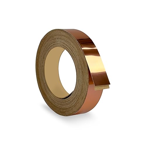 Mirror Copper PVC 1 1/2 inch x 25 ft Edge Banding Peel Stick Tape Adhesive Metal Edging Veneer Aluminum Trim Flexible Strip Molding MDF Wood Cabinet Laminate Shelf Furniture Countertop Formica Plywood - color: Mirror Copper, size: 1-1/2 inch x 25 ft
