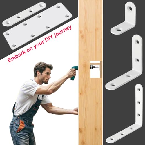 10 Pcs White L Bracket 4 Inch Heavy Duty Stainless Steel Corner Braces, 90 Degree Joint Right Angle Brackets for Wood, Floating Shelf, Cabinet, DIY Frame, with Screws - size: White 4in x 4in L-Shaped