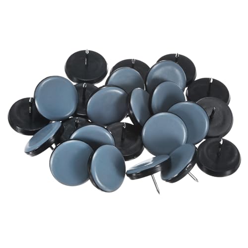 M METERXITY 24-Pack Nail on Furniture Sliders, 1.2" (30mm) PTFE Chair Sliders Glides Round Pads for Chair/Table, Furniture Movers Leg Floor Protectors [Grey] - size: 1.2" (30mm)