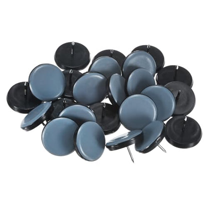 M METERXITY 24-Pack Nail on Furniture Sliders, 1.2" (30mm) PTFE Chair Sliders Glides Round Pads for Chair/Table, Furniture Movers Leg Floor Protectors [Grey] - size: 1.2" (30mm)