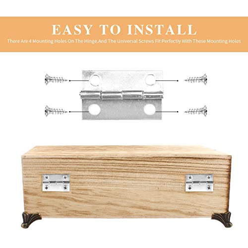 60 Pcs Small Hinges for Wooden & Jewelry Box, Silver, 2 Sizes - color: Silver, size: 60pcs(20P 24*16mm+40P 18*15mm)