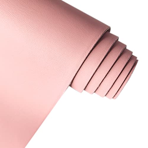 XHT Smooth Pink Faux Leather Roll 11.8"x53" Soft Plain Synthetic Upholstery Crafts Fabric for DIY Bows Jewelry Making - color: Pink