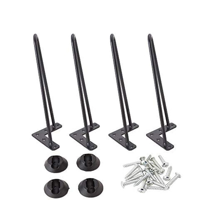 10 Inch Hairpin Legs 3/8" Dia 2 Rods, Black Furniture Table Feet 4pcs - color: Black, size: 10 Inch
