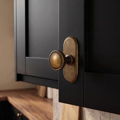 6Pack Antique Brass Cabinet Knob with Backplate Round Drawer Knob - color: Antique Brass, style: Racetrack