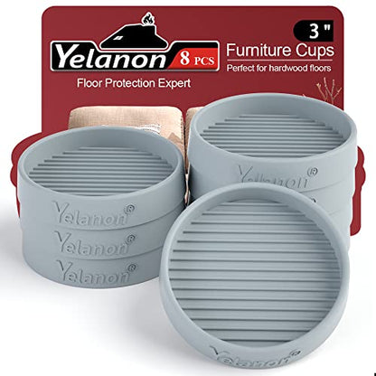 Non Slip Furniture Pads for Hardwood Floors -Yelanon 8Pcs 3” Coasters Cups - color: 8pcs3"round Gray