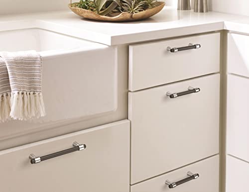 Amerock 3-3/4" Mergence Matte Black/Polished Chrome Drawer Pull - color: Matte Black/Polished Chrome