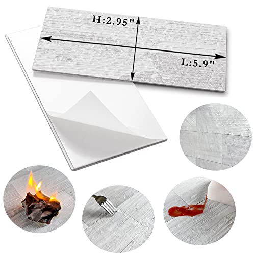 AULIGET 100 Piece Peel and Stick Backsplash PVC Tile, 3 Inch x 6 Inch White Birch Stick on Wall Tiles for Backsplash Kitchen, Bathroom, Laundry Room, Camper, Fireplace - color: White Birch