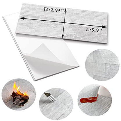 AULIGET 100 Piece Peel and Stick Backsplash PVC Tile, 3 Inch x 6 Inch White Birch Stick on Wall Tiles for Backsplash Kitchen, Bathroom, Laundry Room, Camper, Fireplace - color: White Birch