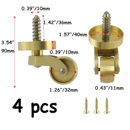Semetall 4-Piece Universal Brass Stem Casters - style: A-106