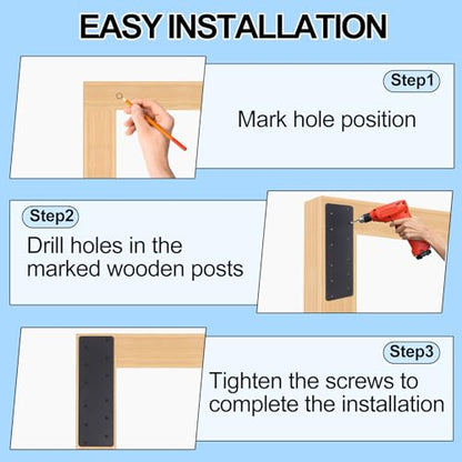 2 Pcs Straight Steel Plate, I Shape Flat Bracket (actual size 15.7 “L x 4.8 ”W), Heavy Duty Black Flat Straight Mending Bracket Plate For 6"x6” Repairing House Beams, Furniture, Gazebos, Truss Frames