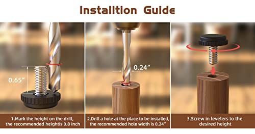24 Pack 5/16"× 0.7" Stainless Steel Screw-in Furniture Levelers, Adjustable Furniture Levelers Screw in Threaded,Threaded Leveling Feet Glides for Table, Chair, Furniture Legs - color: 24 Pack