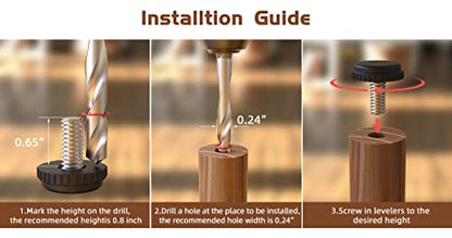 24 Pack 5/16"× 0.7" Stainless Steel Screw-in Furniture Levelers, Adjustable Furniture Levelers Screw in Threaded,Threaded Leveling Feet Glides for Table, Chair, Furniture Legs - color: 24 Pack