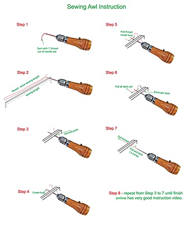 Swift Stitch Hand Sewing Awl Kit Leather Canvas Repair Saddles Coat Seat (Non-Waxed Beige Thread)