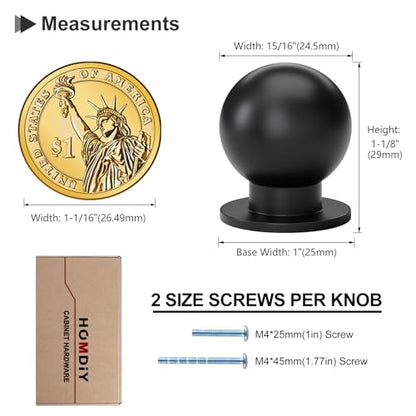 homdiy 25 Pack 15/16in Matte Black Cabinet Knobs - color: Black