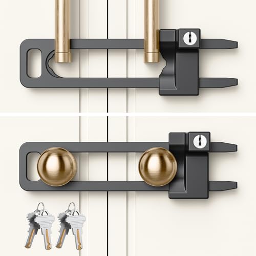 AST Keyed Cabinet Lock, 2 Locks 4 Keys, Key Alike, Childproof Drawer Latch - color: Matte Black