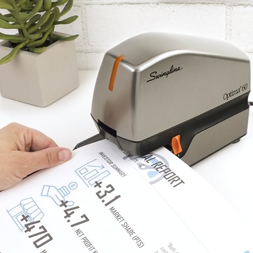 Swingline Electric Stapler, 60 Sheet Capacity, Optima 60, Jam Free, Auto or Manual, Black and Silver (48210) - size: 60 Sheet, style: Full Strip (Pack of 1)