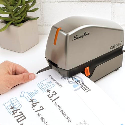 Swingline Electric Stapler, 60 Sheet Capacity, Optima 60, Jam Free, Auto or Manual, Black and Silver (48210) - size: 60 Sheet, style: Full Strip (Pack of 1)