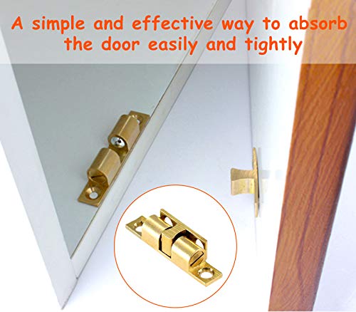 Jiozermi 12Pcs 2"/50mm Double Ball Tension Roller Catch Latch - color: Gold, size: 2"/ 50mm, 12 Pcs