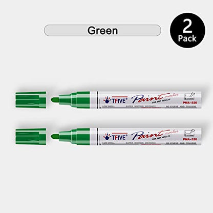 TFIVE Green Permanent Markers Paint Pens, 2 Pack Oil Based Paint Markers - color: Green