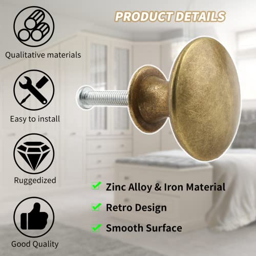 8Pcs 30mm Antique Brass Kitchen Cabinet Knobs - color: Antique Brass, size: 8 Pcs
