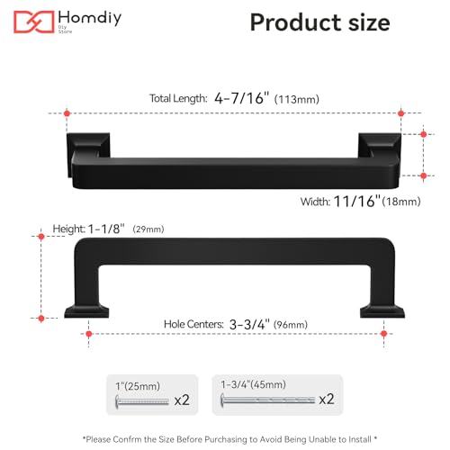 homdiy 20 Pack 3-3/4 Inch Black Cabinet Handles, Solid Zinc Alloy Pulls - color: Black, size: 3-3/4" Hole Center