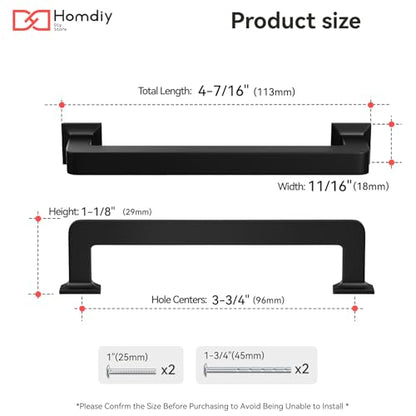 homdiy 30 Pack 3-3/4 Inch Black Cabinet Handles, Solid Zinc Alloy Pulls - color: Black, size: 3-3/4" Hole Center