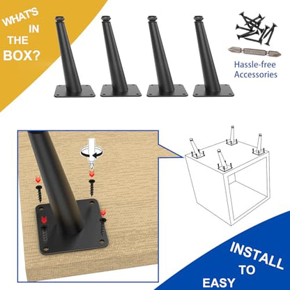 Coffee Table Legs 16 inch, Short Bench Legs for Furniture Set of 4 - size: 16 Inch | 40.5cm