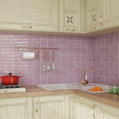 CRE8TIVE 16 Sheets Peel and Stick Tiles Backsplash, 12"x12" Backsplash Tile for Kitchen Peel and Stick, Adhesive Waterproof Tile Stickers for Bathroom, Laundry Room, Shower Walls (Pastel Pink Square) - size: 12"x12" (16-Sheets)