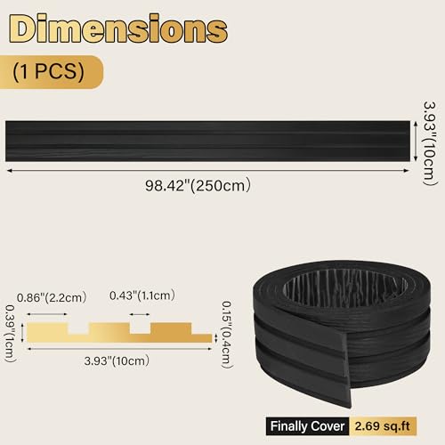 KASARO 5 Pieces Faux Wood Slat Wall Panel, Peel and Stick EVA Decor, Black - color: Black