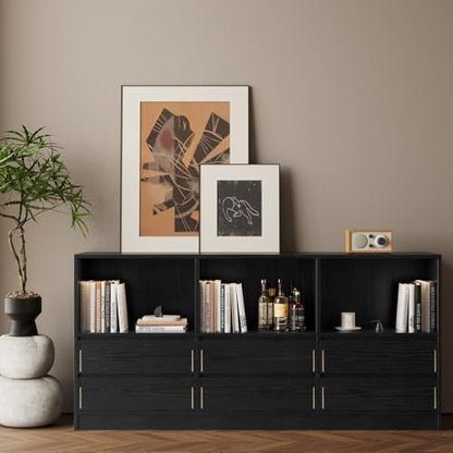Abyssaly Black Wood Contact Paper Peel and Stick Wallpaper for Cabinets - color: Black, size: 35.6" x 118"