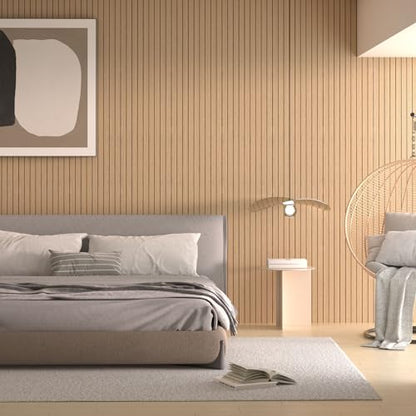 Peel and Stick Wood Slat Wall Panels, Yellow Wood, 118 x 15.7 in - color: Yellow Wood Grain, size: 15.7" x 118"