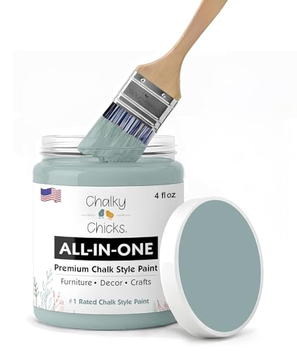 Chalky Chicks Stormy Seas 4 Fl Oz Chalk Paint for Furniture All in One - color: Stormy Seas (Light Blue), size: 4 Fl Oz (Pack of 1)