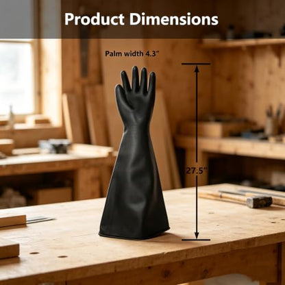 Heavy Duty Sandblasting Gloves Rubber Gloves for Sandblaster Protective Safety Work Black Striped Glove - color: Black 27.5" Gloves