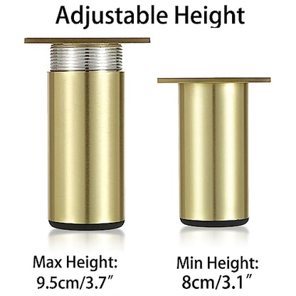 BSTKEY 4Pcs 3 Inch Aluminum Alloy Furniture Cabinet Legs - Adjustable Replacement Legs for Furniture Cabinet Foot Legs Sofa Bed Desk Table Feet Support, Gold - size: 3 Inch