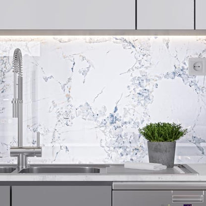 VEELIKE Spruce White Marble Contact Paper for Countertops Waterproof Peel and Stick Countertops 24''x118'' Countertop Contact Paper Marble Wallpaper Self Adhesive Counter Top Wrap for Kitchen Bathroom - size: 24" x 118"