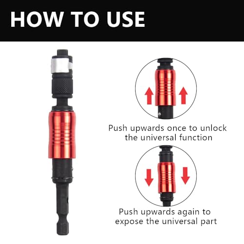 Pivoting Drill Bit Holder Extender, 2 in 1 Magnetic Screwdriver Bit Holder for Bit and Socket Flexible Hex Extension Adapter Attachment