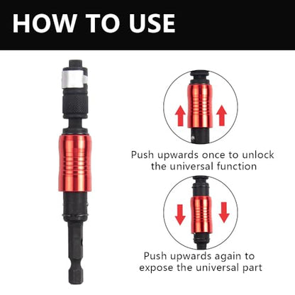 Pivoting Drill Bit Holder Extender, 2 in 1 Magnetic Screwdriver Bit Holder for Bit and Socket Flexible Hex Extension Adapter Attachment