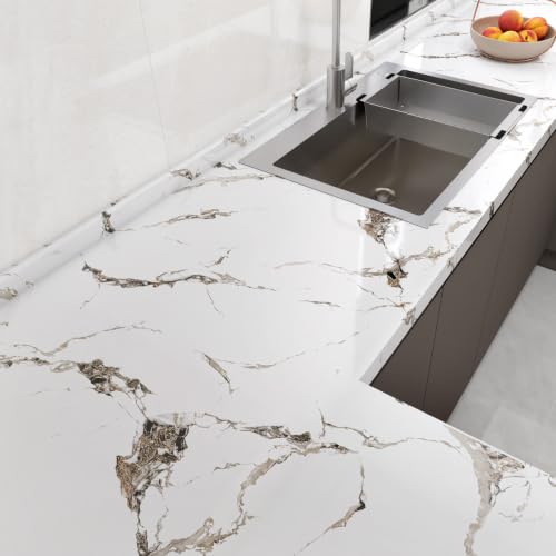 White Marble Contact Paper for Countertops 15.7"x118" - color: White, size: 15.7" x 118"