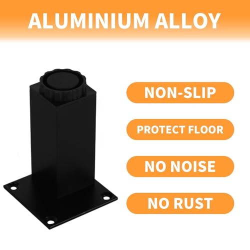 4 Inch Square Metal Furniture Legs Set of 4, Black