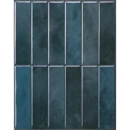 Smart Tiles Peel and Stick backsplash, Stacked Petrol Blue, 11.43"x9" - color: Petrol Blue