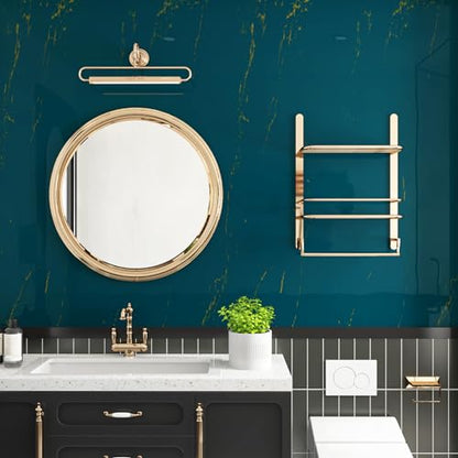 Livelynine 15.8x394 Marble Wallpaper Peel and Stick Contact Paper for Countertops Waterproof Renter Friendly Countertop Vinyl Wrap Gold and Teal Green Marble Countertop Self Adhesive Covering Kitchen - size: 15.8" x 394"